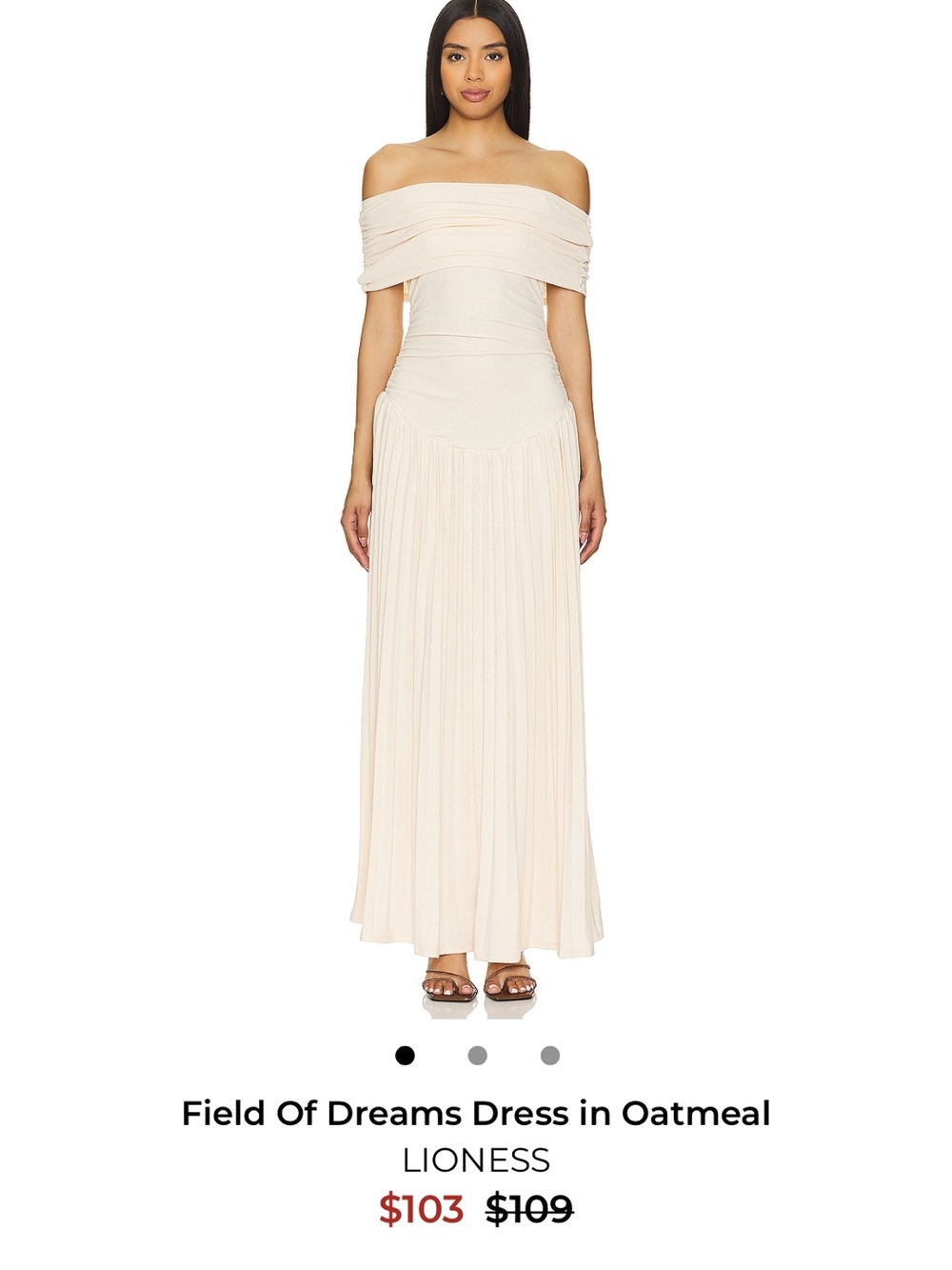 Lioness Strapless Pleated Maxi Dress in Oatmeal